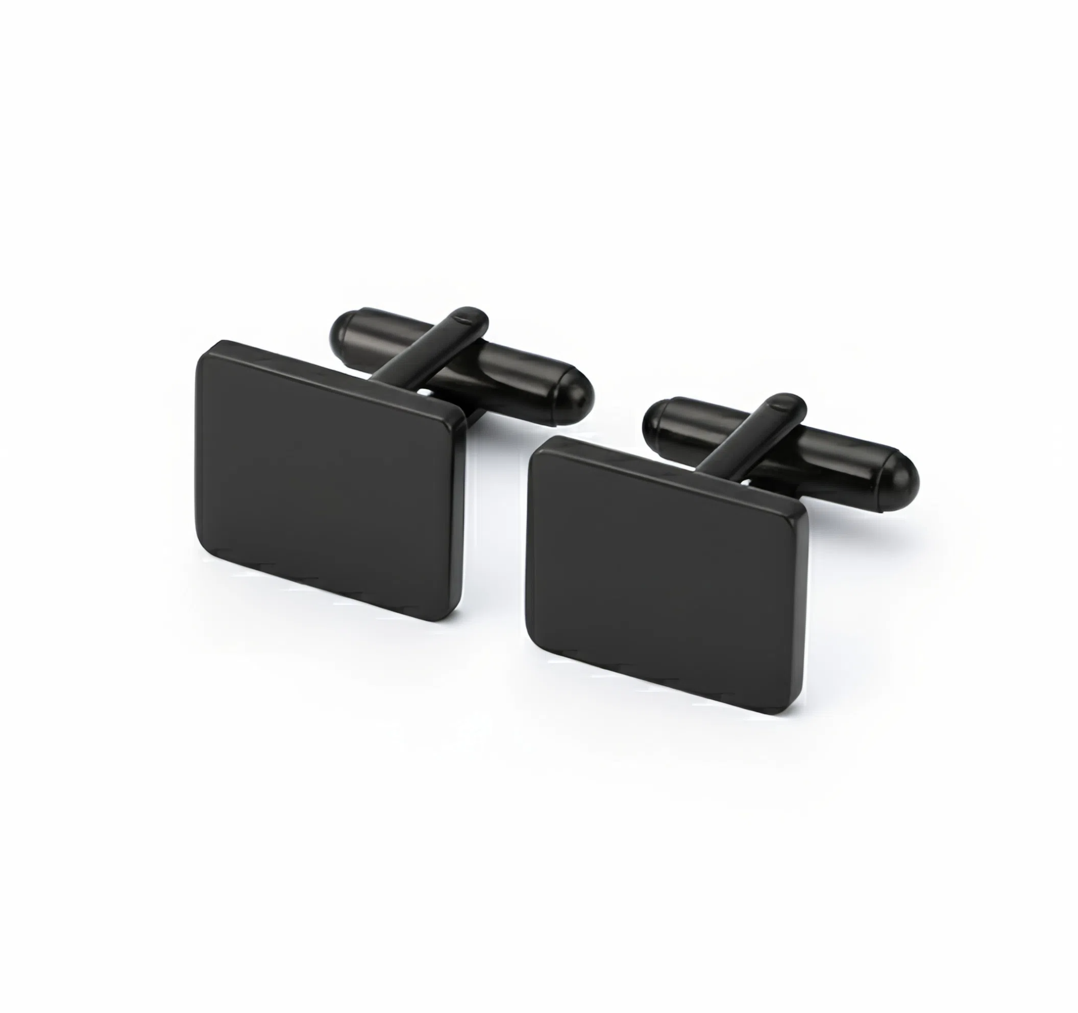 Black Classic Rectangle Cufflinks - Ozman
