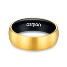 Men's 8 mm Classic 24K Gold Plated Curved Surface Tungsten Ring - Ozman