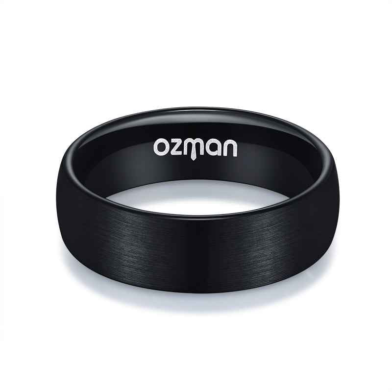 Men's 8 mm Classic Black Curved Tungsten Ring - Ozman