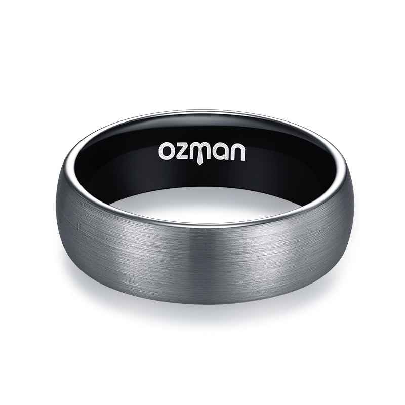 Men's 8 mm Classic Sliver Curved Tungsten Ring - Ozman