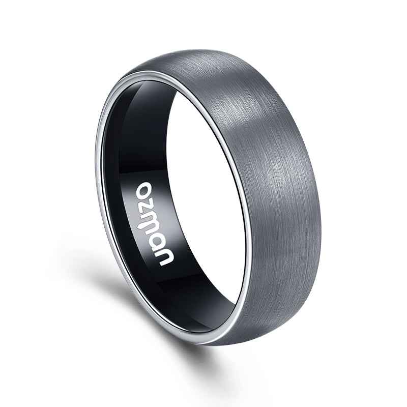 Men's 8 mm Classic Sliver Curved Tungsten Ring - Ozman