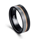 Men's 8 mm Silver Black Brushed Rose Gold Grooved Tungsten Ring - Ozman