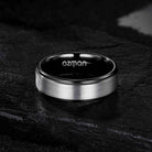 Men's 8 mm Silver Brushed Black Side Cut Tungsten Ring - Ozman