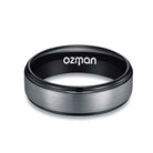Men's 8 mm Silver Brushed Black Side Cut Tungsten Ring - Ozman