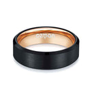 Men's Dark Night Beveled Rose Gold Inlay Tungsten Ring - Ozman