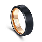 Men's Dark Night Beveled Rose Gold Inlay Tungsten Ring - Ozman