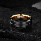 Men's Dark Night Grooved Rose Gold Inlay Tungsten Ring - Ozman