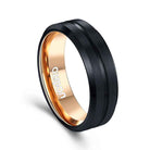 Men's Dark Night Grooved Rose Gold Inlay Tungsten Ring - Ozman