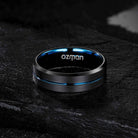 Men's Dark Night Mid Blue Grooved Tungsten Ring - Ozman