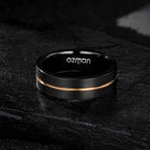 Men's Dark Night Mid Rose Gold Grooved Tungsten Ring - Ozman