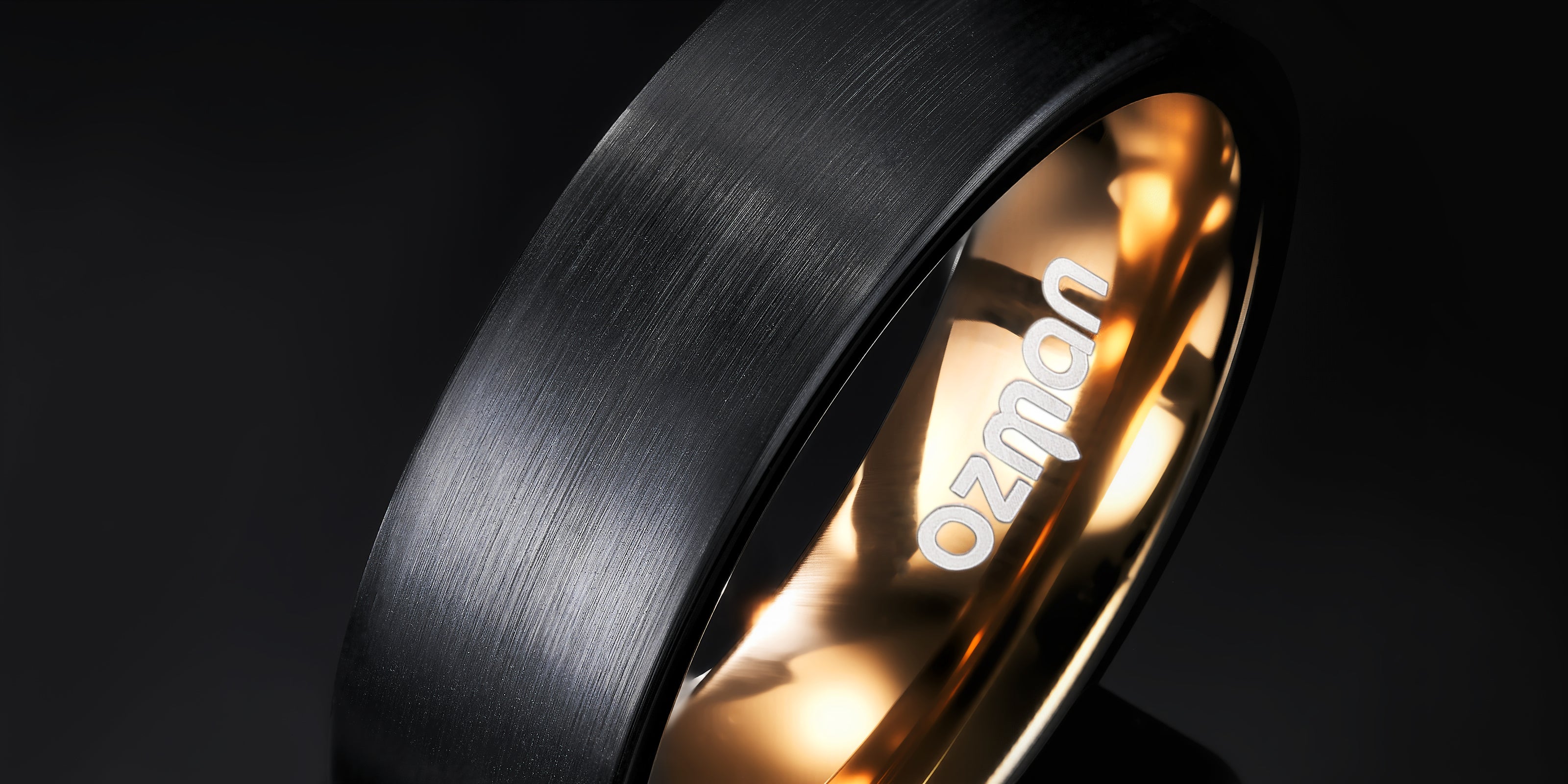 Men's Dark Night Rose Gold Inlay Tungsten Ring