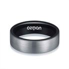 Men's Silver Brushed Black Inlay Tungsten Ring - Ozman