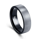 Men's Silver Brushed Black Inlay Tungsten Ring - Ozman