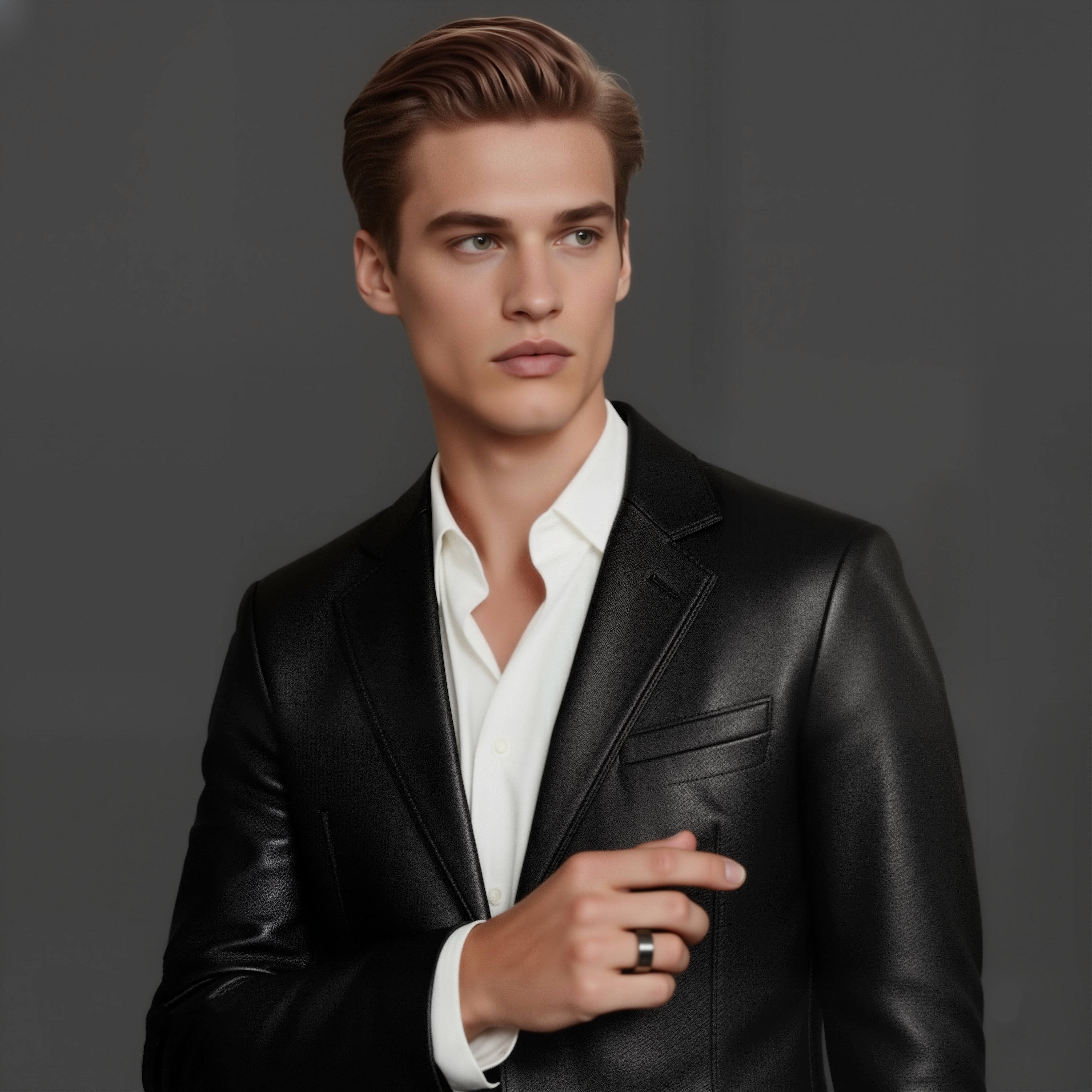 Men's Silver Brushed Black Inlay Tungsten Ring Men's Silver Brushed Black Inlay Tungsten Ring (Right Hand Display)