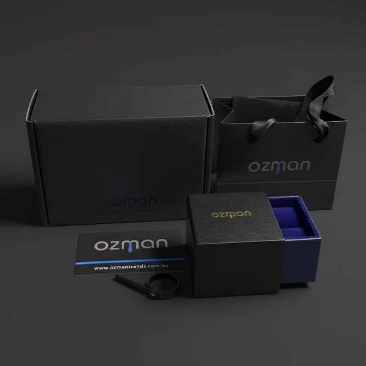 Men's 8 mm Classic 24K Gold Plated Beveled Tungsten Ring - Ozman